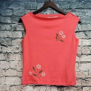 5/$30🎀Tommy Hilfiger | Coral Floral Coquette Girl Embroidered Knit Top